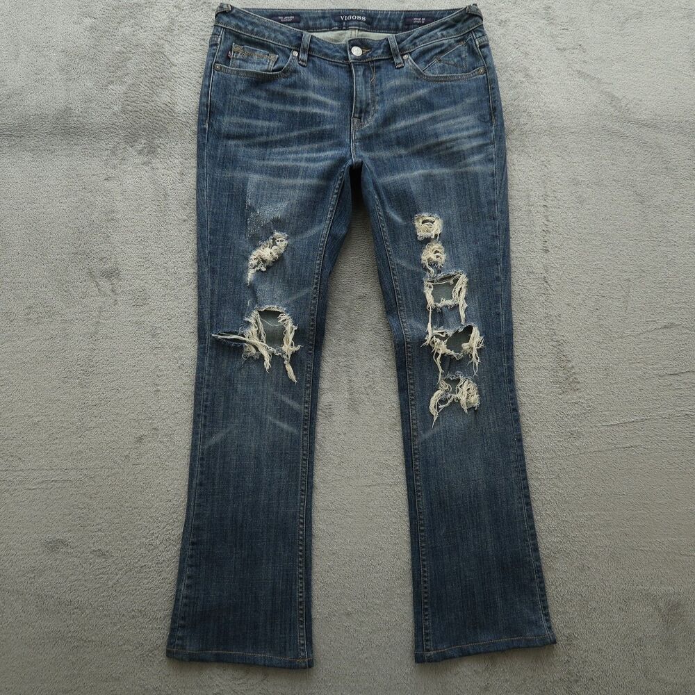VIGOSS Jeans Womens Size 28 Low-Rise The Jagger Slim Boot 29.5" Inseam Destroyed